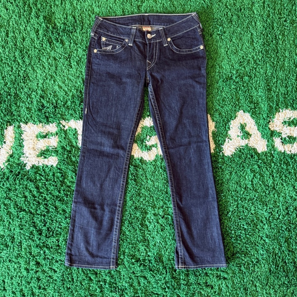 True Religion World Tour Straight Leg Dark Wash Jeans Women's